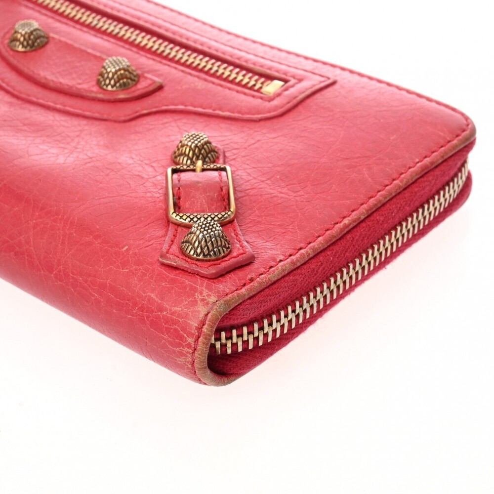 BALENCIAGA Pink Leather Zip Around Long Wallet - Picture 5 of 11